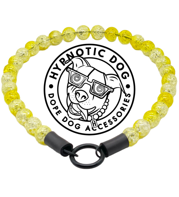 Yellow Lava Crackle Single Strand [Small Dog/Cat Bead Collar]
